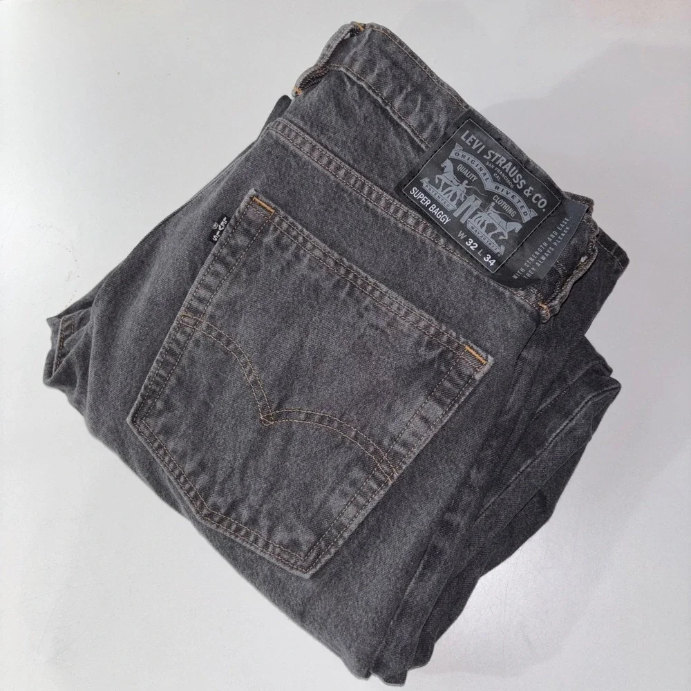 Levi's Super Baggy Jeans 32x34 Fits 32x33 Black Dark Wash A42980004 Loose